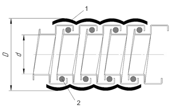 Technical drawing of a mechanical component with labeled parts