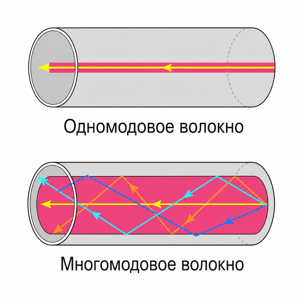 многомодовое волокно и одномодовое