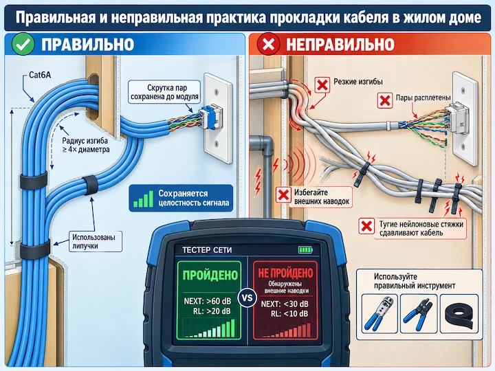 Ошибки монтажа Cat6