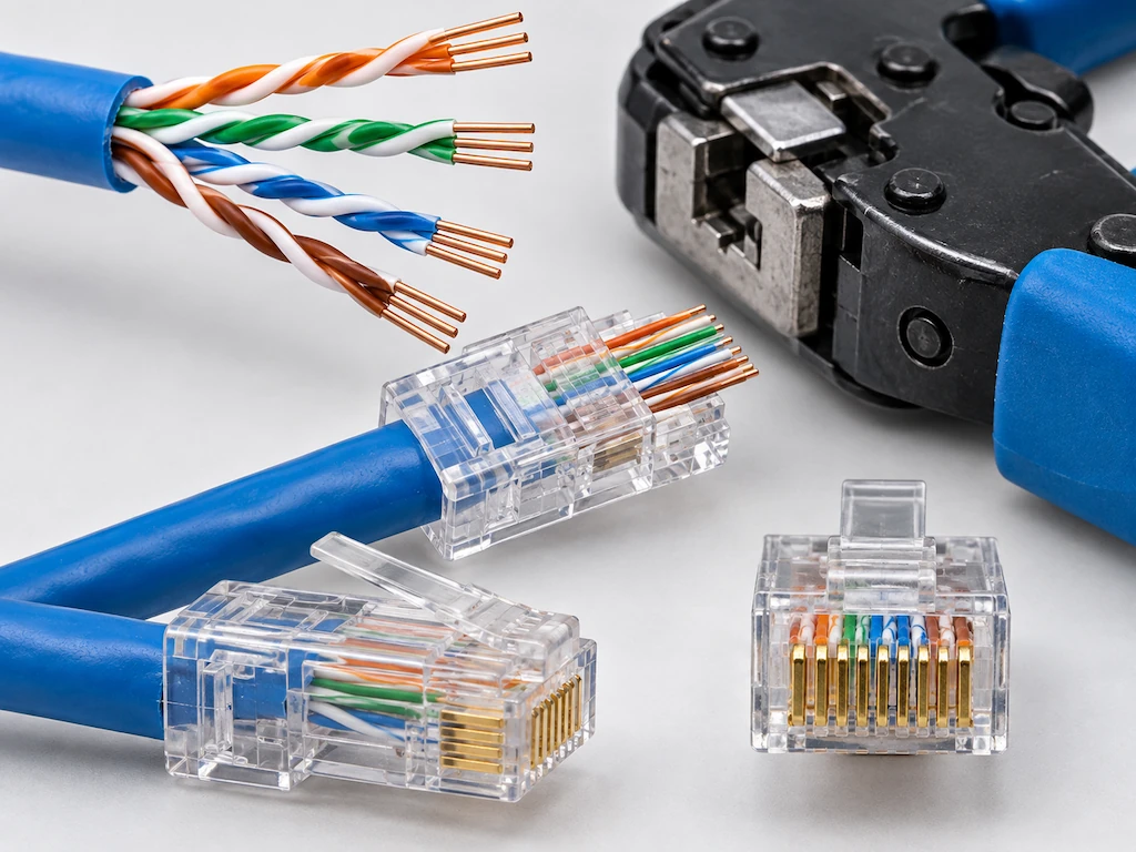 Обжим UTP кабеля и распиновка RJ45: T568A, T568B и проверка подключения